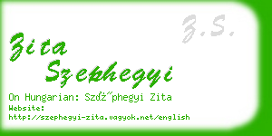 zita szephegyi business card